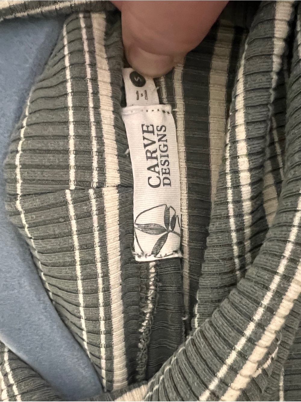 Carve Designs Olive & White Striped Ribbed Turtleneck Long Sleeve - Picture 5 of 5